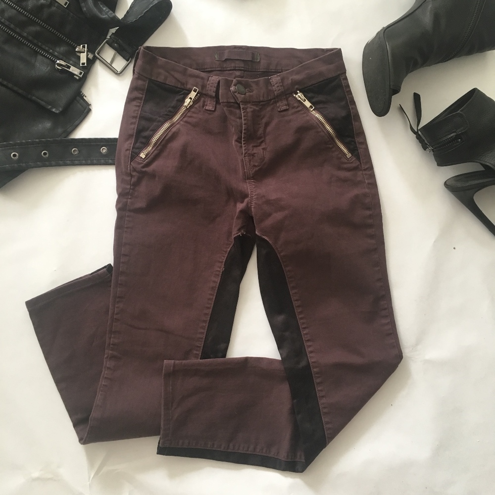 J Brand Two-Toned Burgundy Mahogany Cropped B-04